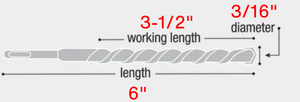 Diablo 3/16" x 3-1/2" x 6" SDS-Plus Full Carbide Head Concrete Anchor Hammer Drill Bit DMAPL2920