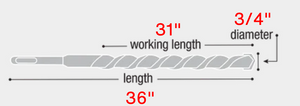 Diablo 3/4" x 31" x 36" Rebar Demon™ SDS-Max 4-Cutter Full Carbide Head Hammer Drill Bit DMAMX1150