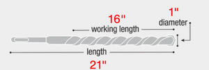 Diablo 1" x 16" x 21" Rebar Demon™ SDS-Max 4-Cutter Full Carbide Head Hammer Drill Bit DMAMX1220