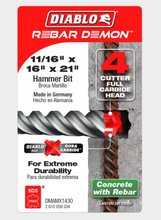 Load image into Gallery viewer, Diablo 11/16&quot; x 16&quot; x 21&quot; Rebar Demon™ SDS-Max 4-Cutter Full Carbide Head Hammer Drill Bit DMAMX1430