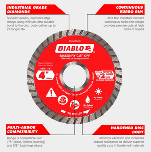 Diablo 4" Diamond Segmented Masonry Cut-Off Blade #DMADS0400