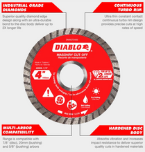 Load image into Gallery viewer, Diablo 4&quot; Diamond Turbo Masonry Cut-Off Disc #DMADT0400