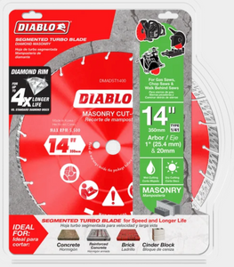 Diablo 14" Diamond Segmented Turbo Masonry Cut-Off Blade #DMADST1400