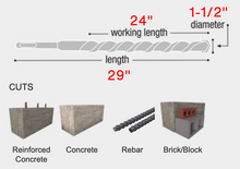 Load image into Gallery viewer, Diablo 1-1/2&quot; x 24&quot; x 29&quot; Rebar Demon™ SDS-Max 4-Cutter Carbide-Tipped Hammer Drill Bit #DMAMX1370