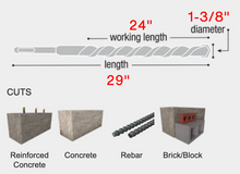 Load image into Gallery viewer, Diablo 1-3/8&quot; x 24&quot; x 29&quot; Rebar Demon™ SDS-Max 4-Cutter Carbide-Tipped Hammer Drill Bit #DMAMX1340