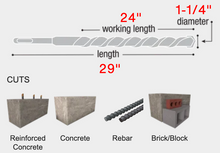 Load image into Gallery viewer, Diablo 1-1/4&quot; x 24&quot; x 29&quot; Rebar Demon™ SDS-Max 4-Cutter Full Carbide Head Hammer Drill Bit #DMAMX1310