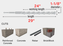 Load image into Gallery viewer, Diablo 1-1/8&quot; x 24&quot; x 29&quot; Rebar Demon™ SDS-Max 4-Cutter Full Carbide Head Hammer Drill Bit #DMAMX1270