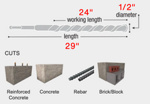 Load image into Gallery viewer, Diablo 1/2&quot; x 24&quot; x 29&quot; Rebar Demon™ SDS-Max 4-Cutter Full Carbide Head Hammer Drill Bit #DMAMX1040