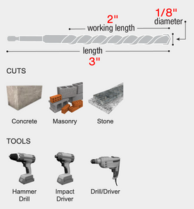 Diablo 1/8" x 2" x 3" SPEEDemon™ Red Granite Carbide-Tipped Hammer Drill Bit #DMARG1010