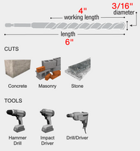 Load image into Gallery viewer, Diablo 3/16&quot; x 4&quot; x 6&quot; SPEEDemon™ Red Granite Carbide-Tipped Hammer Drill Bit #DMARG1030