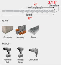 Load image into Gallery viewer, Diablo 3/16&quot; x 4&quot; x 6&quot; SPEEDemon™ Red Granite Carbide-Tipped Hammer Drill Bits #DMARG1030-P5