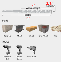 Load image into Gallery viewer, Diablo 3/8&quot; x 4&quot; x 6&quot; Multi-Material Carbide-Tipped Hammer Drill Bit #DMAMM1090