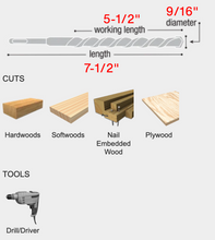 Load image into Gallery viewer, Diablo 9/16&quot; x 7-1/2&quot; Auger Bit for Wood &amp; Nail-Embedded Wood #DAG1060