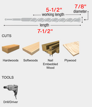 Load image into Gallery viewer, Diablo 7/8&quot; x 7-1/2&quot; Auger Bit for Wood &amp; Nail-Embedded Wood #DAG1110