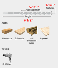 Load image into Gallery viewer, Diablo 1-1/8&quot; x 7-1/2&quot; Auger Bit for Wood &amp; Nail-Embedded Wood #DAG1140