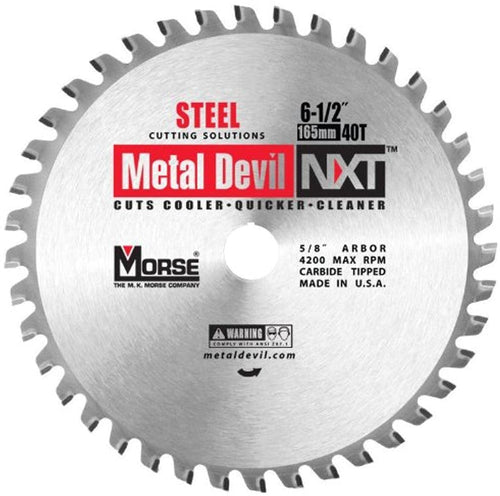 MK Morse - 101516 CSM65040NSC Metal Devil NXT Circular Saw Blade, 6-1/2-Inch Diameter, 40 Teeth, 5/8-Inch Arbor, for Steel Cutting