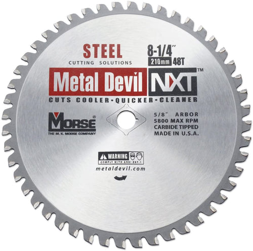 MK Morse - 101370 CSM82548NSC Metal Devil NXT Circular Saw Blade, 8-1/4-Inch Diameter, 48 Teeth, 5/8-Inch Knock-out Arbor, for Steel Cutting