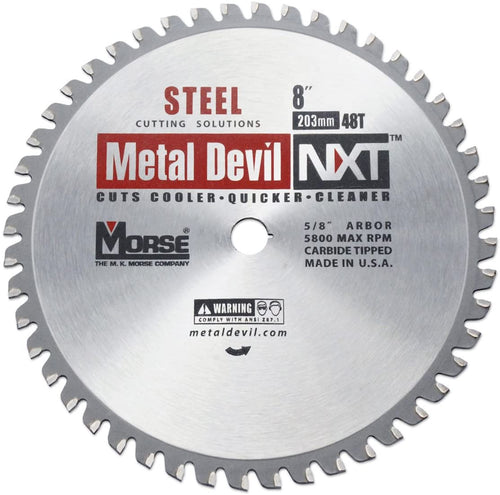 MK Morse CSM848NSC Metal Devil NXT Circular Saw Blade, 8-Inch Diameter, 48 Teeth, 5/8-Inch Arbor, for Steel Cutting