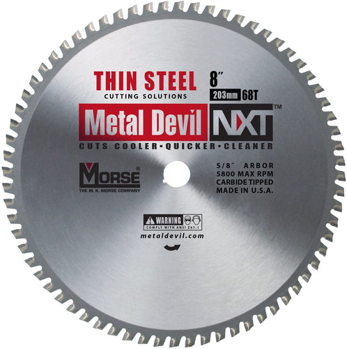 MK Morse CSM868NTSC Metal Devil NXT Metal Cutting Circular Saw Blade, Thin Steel, 8-Inch Diameter, 68 TPI, 5/8-Inch Arbor