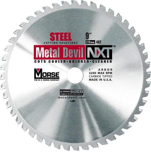 MK Morse CSM948NSC Metal Devil NXT Circular Saw Blade, 9-Inch Diameter, 48 Teeth, 1-Inch Arbor, for Steel Cutting