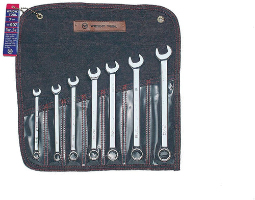 Wright Tool 907 Full Polish 12 Point Combination Wrench Set 3/8