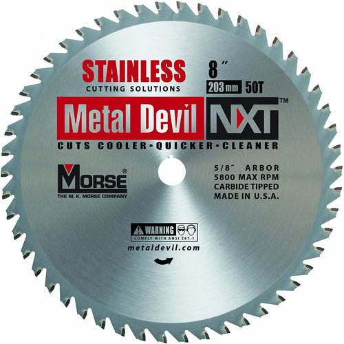MK Morse - 101684 CSM850NSSC Metal Devil NXT Circular Saw Blade, 8-Inch Diameter, 5/8-Inch Arbor, 50 Teeth, Stainless Steel Cutting