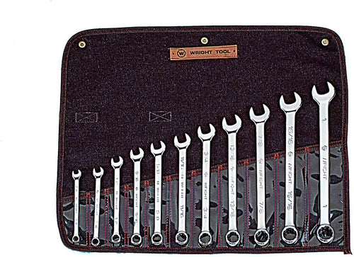 Wright Tool 911 Full Polish 12 Point Combination Wrench Set 3/8