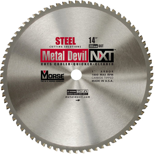 MK Morse - 101318 CSM1466NSC Metal Devil NXT Circular Saw Blade 14-Inch Diameter, 66 Teeth, 1-Inch Arbor, for Steel Cutting