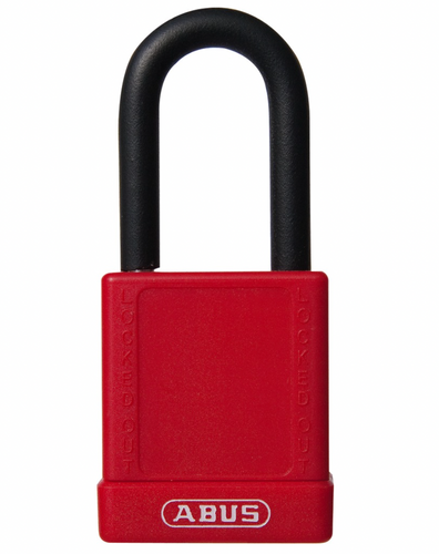 Red Lockout Lock-- Plastic-Covered Aluminum Core Padlock 74